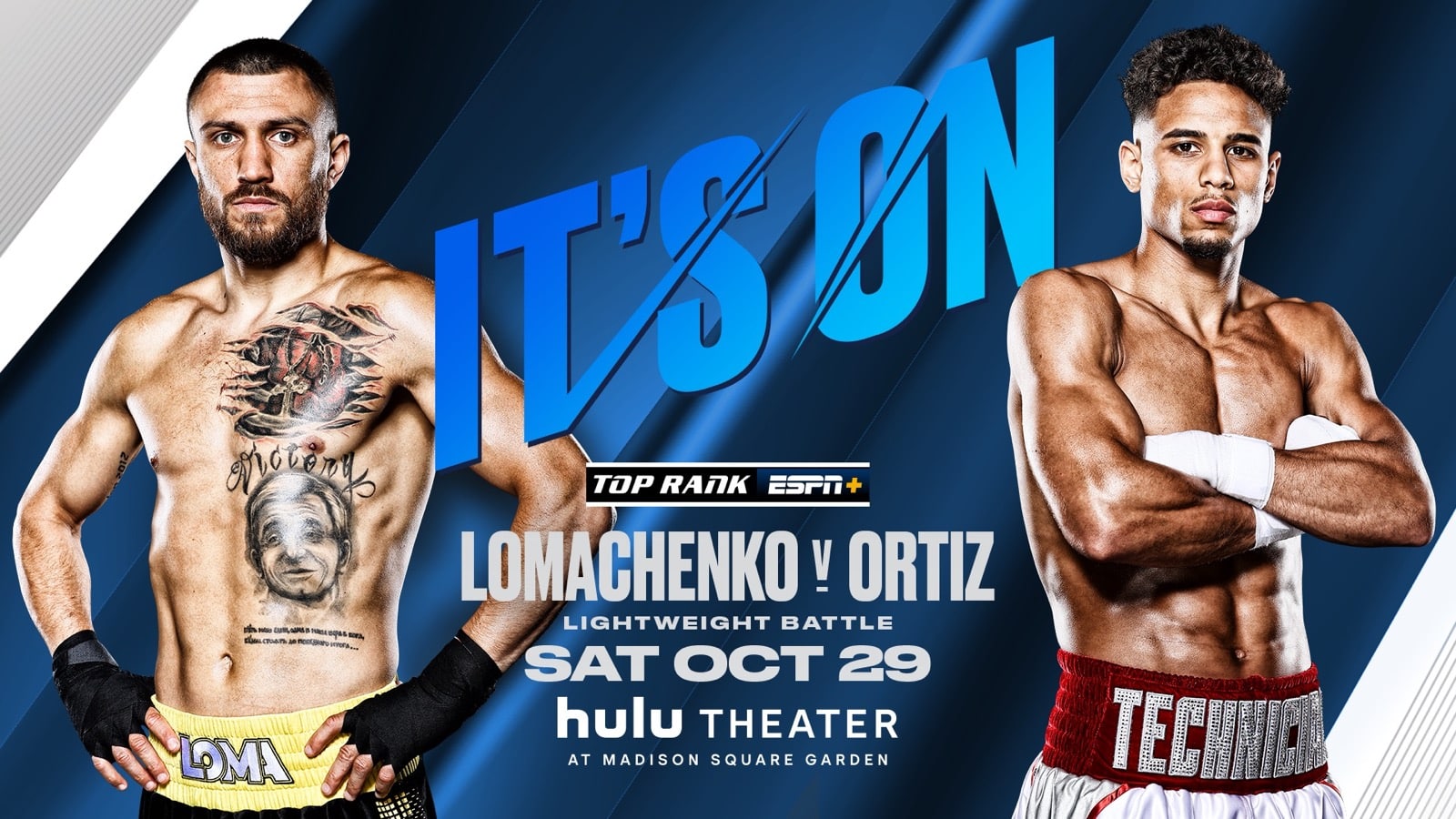 Lomachenko vs Ortiz - Sky, FITE, ESPN+ - Oct. 29 - 10 pm ET