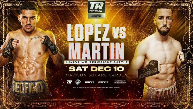Teofimo Lopez vs Martin - ESPN+ - Dec. 10 - 9 pm ET