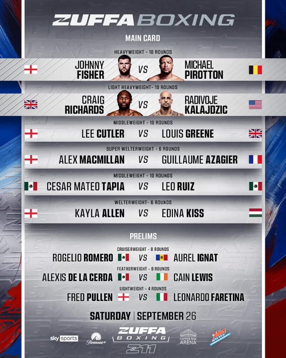 Johnny Fisher vs Michael Pirotton: September 26 Fight Card and How to Watch
